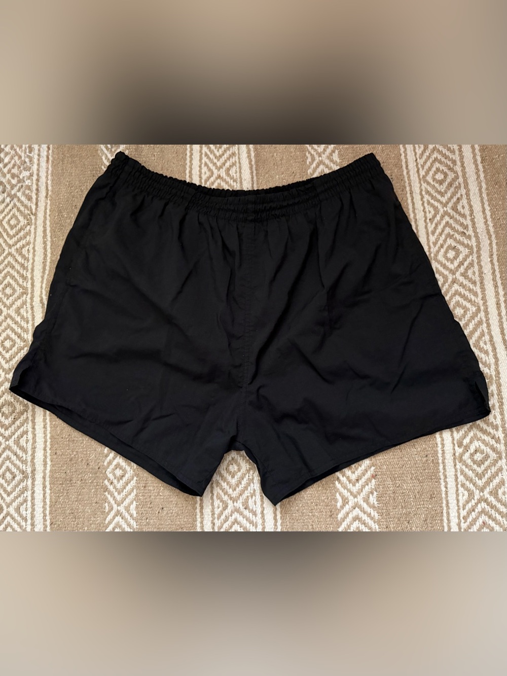 Vintage Eddie Bauer Black Nylon Shorts Run Swim Mesh Lining Drawstring Large